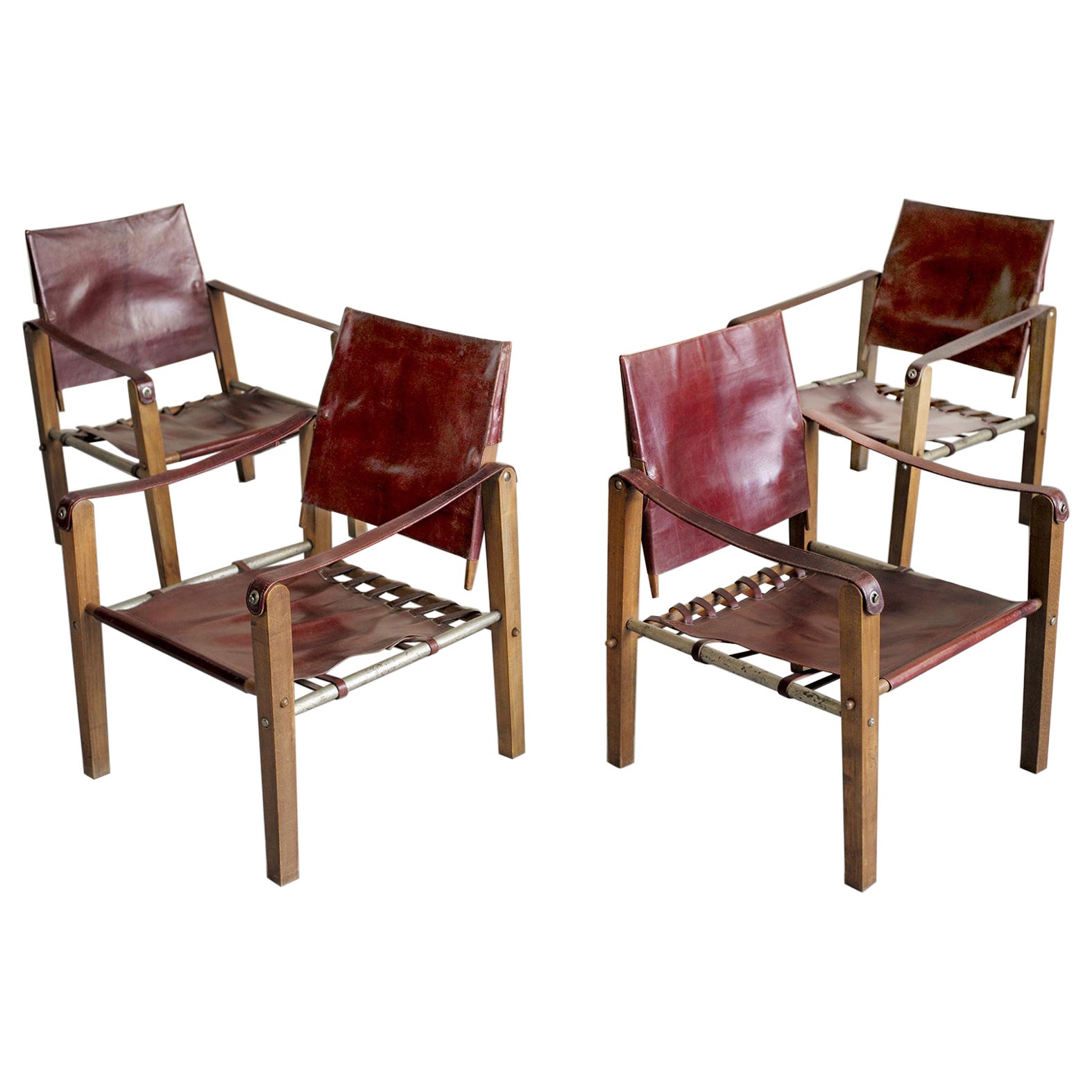 Ensemble de 4 fauteuils « Safari », Sellerie Bouix, 1920 en vente
