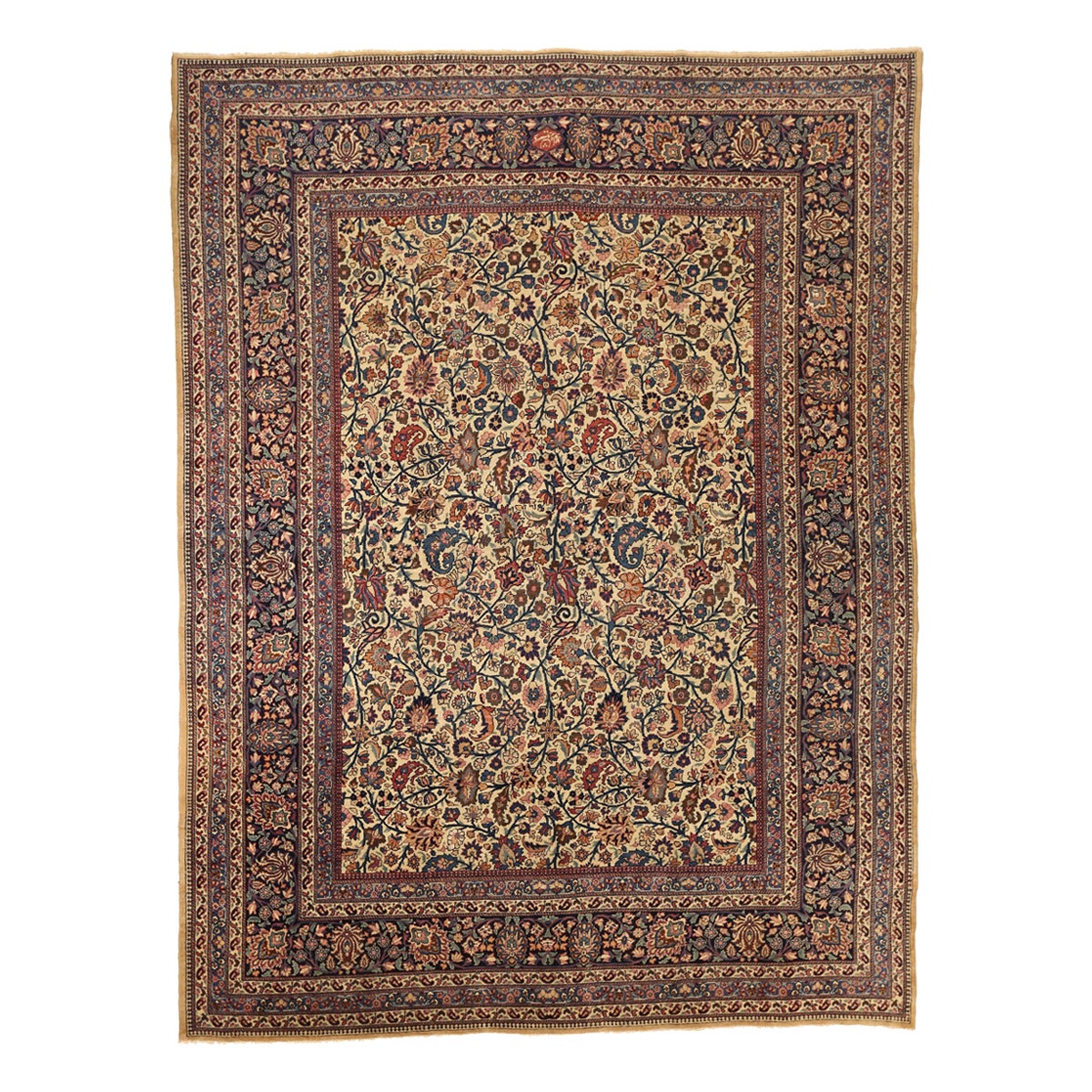 Mid-20th Century Hand Knotted Persian Rug Mashad Design