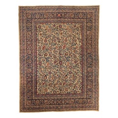 Vintage Mid-20th Century Hand Knotted Persian Rug Mashad Design