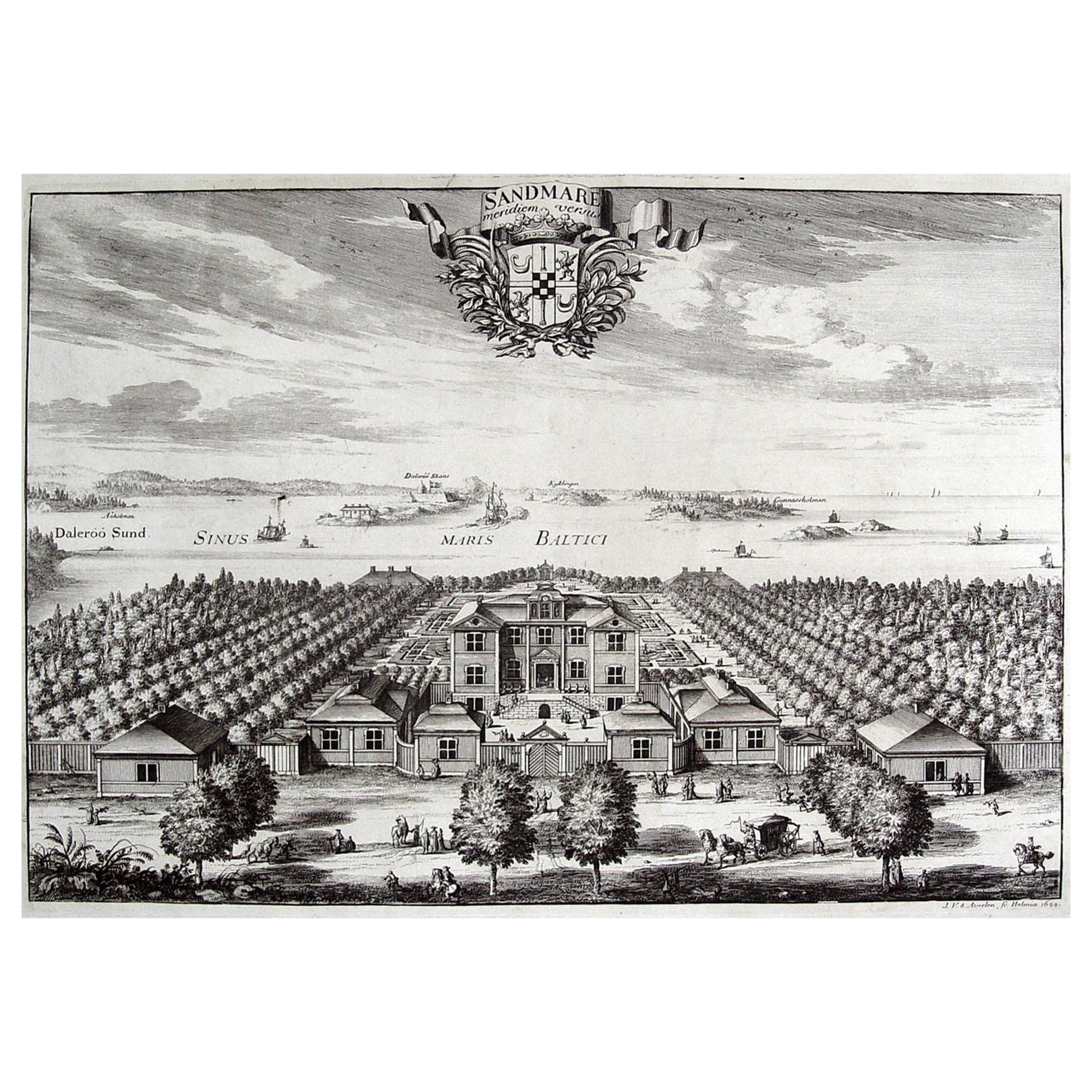 1699 Swedish Baroque Sandmare Estate Engraving