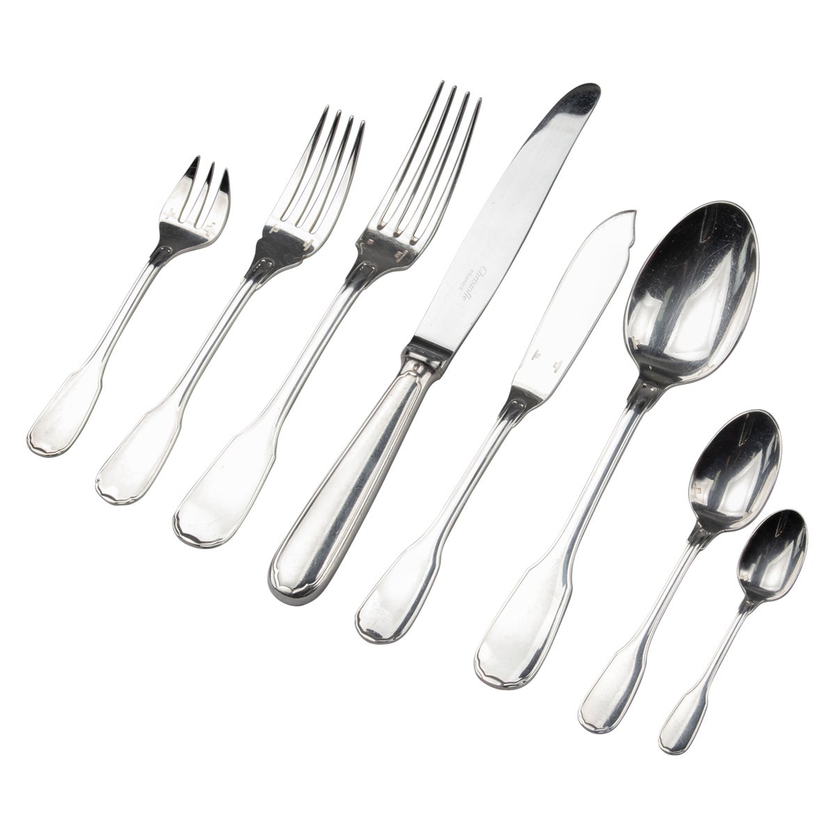 48-Piece Set of Silver Plated Flatware by Christofle Model Versailles