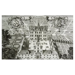 Antique 1690s Swedish Baroque Rosersberg Castle Engraving
