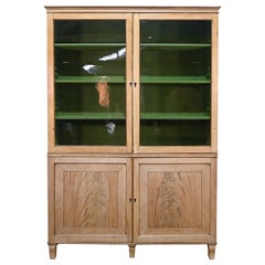 A Late 19th Century Regency Style Bleached Mahogany Glazed Cabinet, Painted