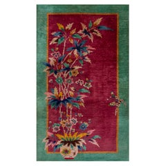 Antique 1920s Chinese Art Deco Carpet ( 4' x 6' 8'' -122 x 203 cm )