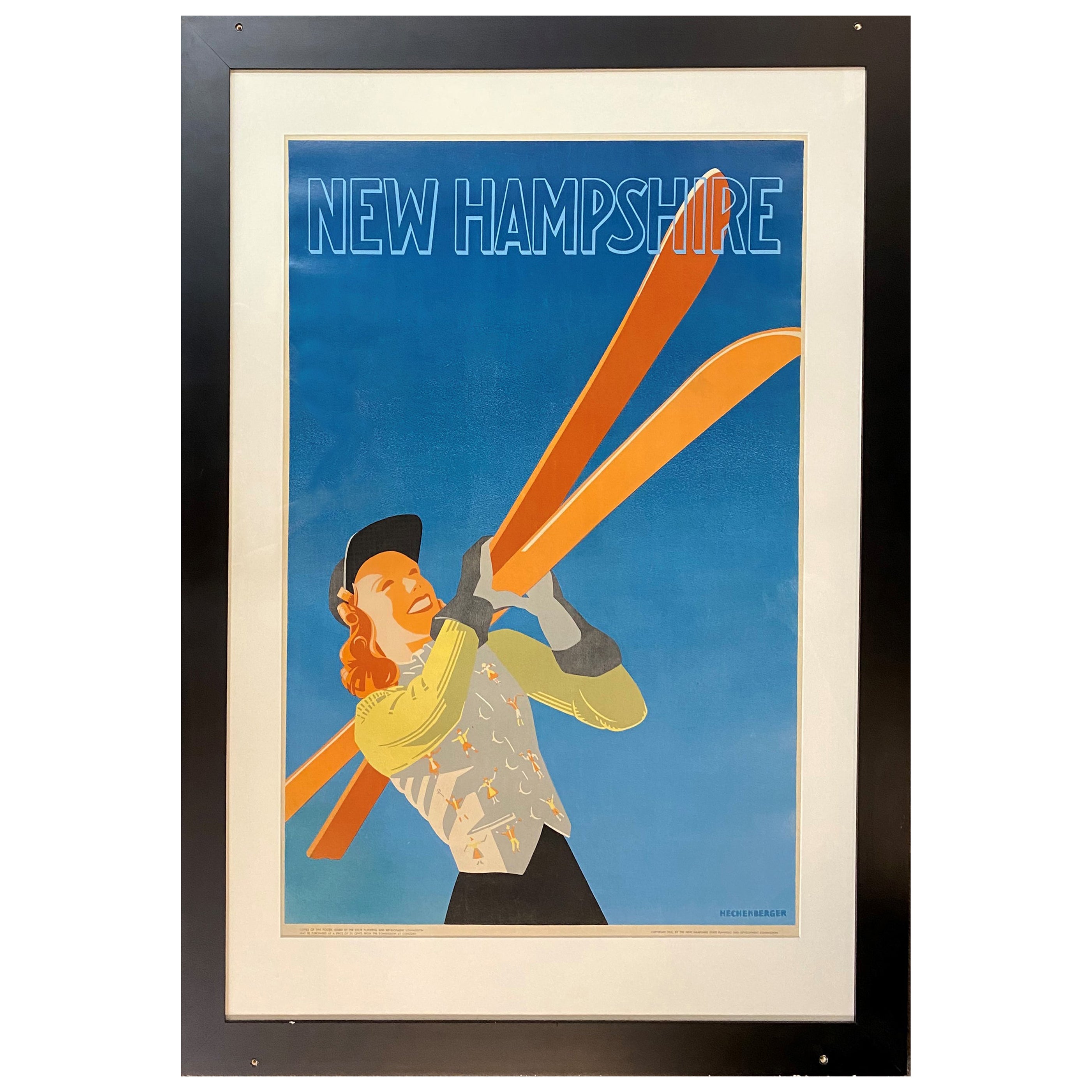 1941 Vintage New Hampshire Art Deco Style Ski Promotion Poster by Hechenberger