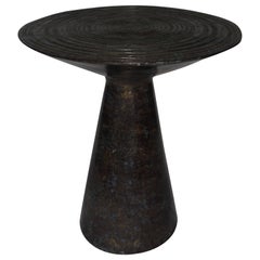 Bronze Chieftain Drum Design Top Side Table, Cambodia, Contemporary