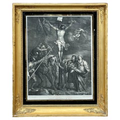 Litografía antigua de Cristo en la Cruz, pintura original de Anthony Van Dyck