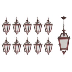 Early 20th Century Italian Red Painted Iron Lanterns (11 available)