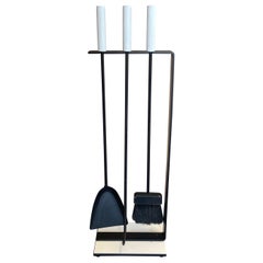 Set of Modernist Fireplace Tools with White Enamel Handles by Pilgrim
