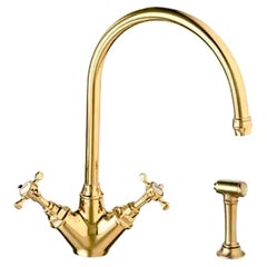 Franke BiFlow Polished Brass Kitchen Faucet w/ Side Spray, Switzerland
