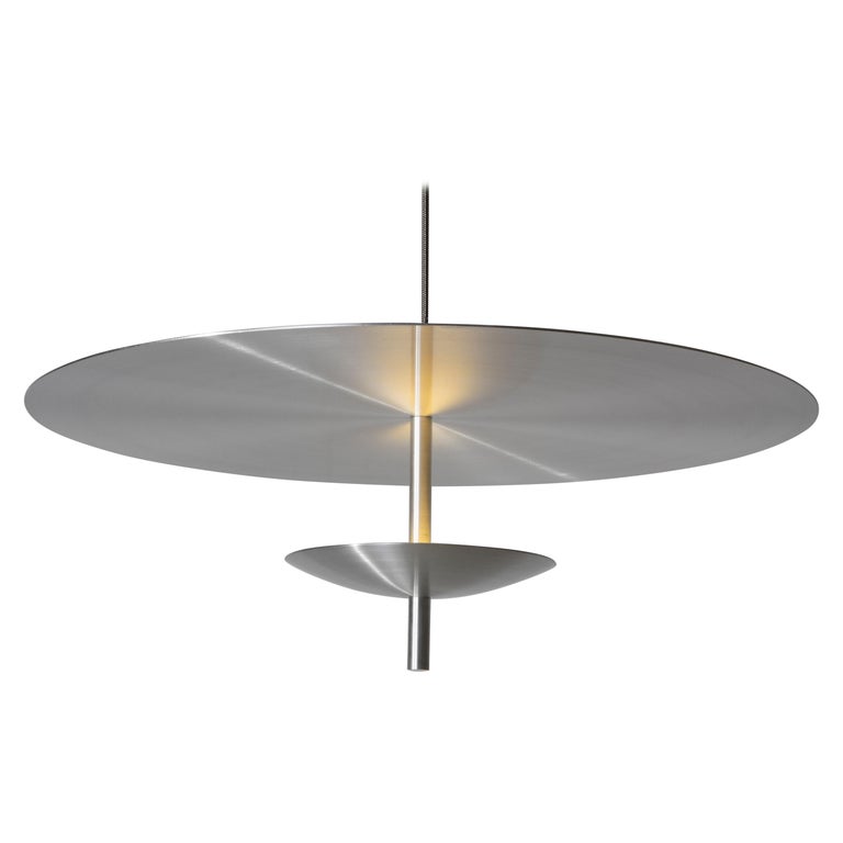 Reflector LED Pendant Light, Raw Brushed Aluminium Metal For Sale at
