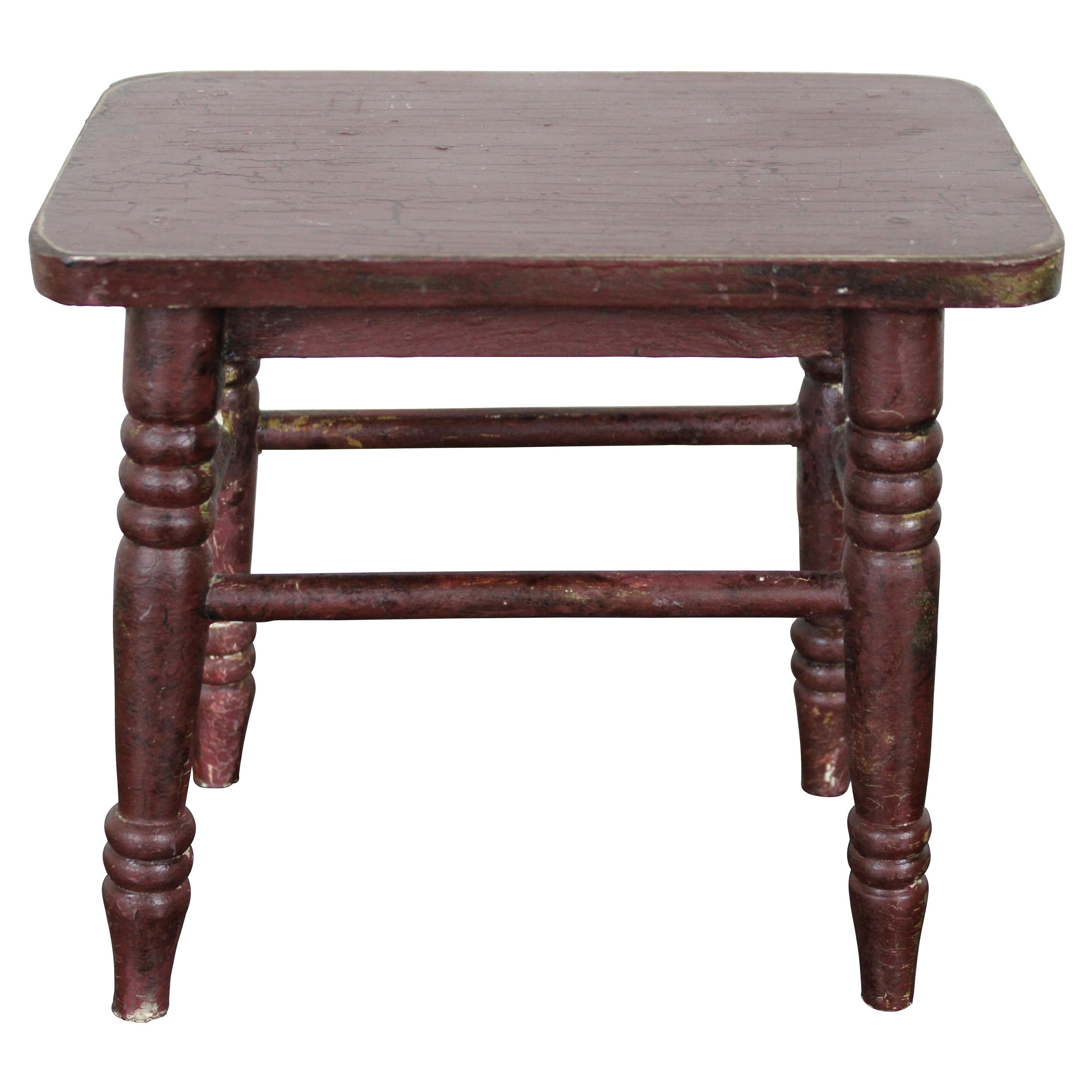 Antique Early American Spool Leg Miniature Stool Side Table Dollhouse Furniture