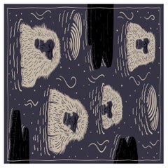 Tapis Moooi Animals indigo Macaque bleu indigo à poils bas en polyamide