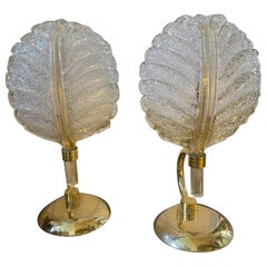1970s Set of Two Mid-Century Modern Murano Glass Bed Lamps by Barovier