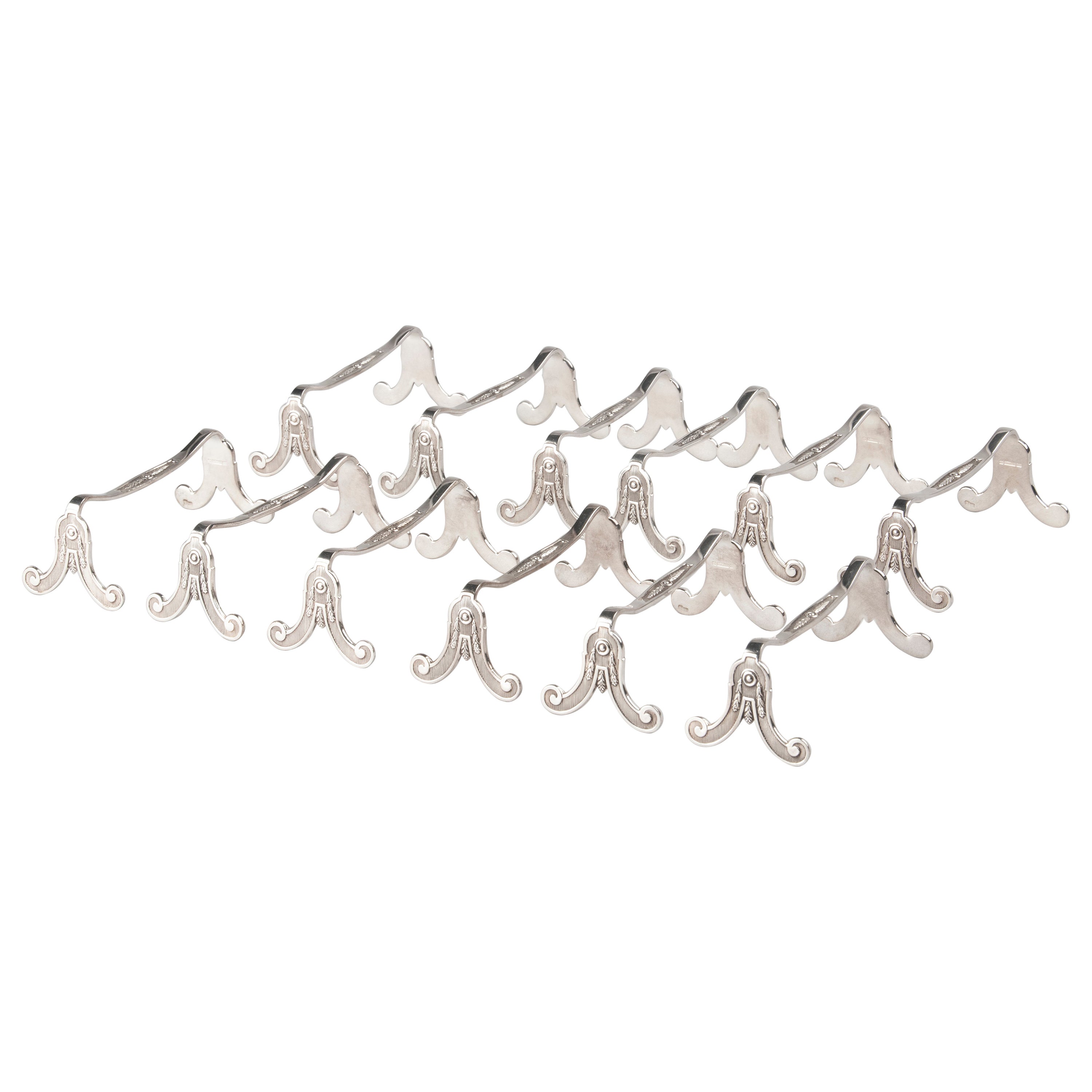 Set of 12 Silver Plated Knife Rests by Christofle Model Marie Antoinette