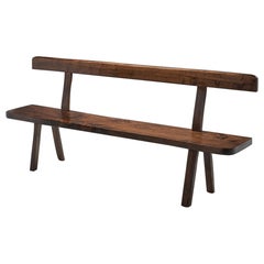 French Stained Wood Aranjou Edition Bench, France, 1950s