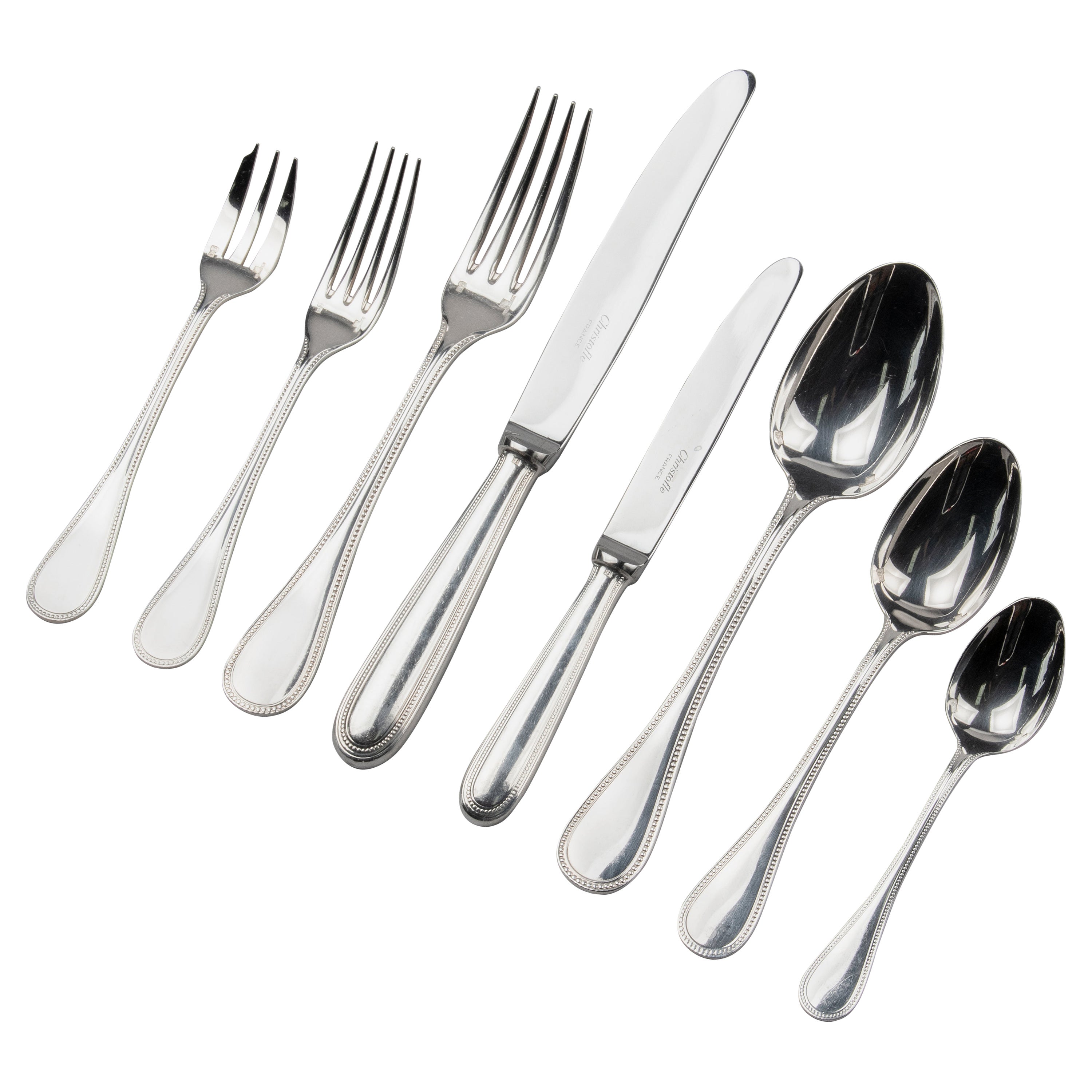 105Piece Set of Silver Plated Flatware by Christofle 'Perles' Original