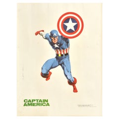 Original Vintage Marvel Film Poster Captain America Animated Superhero Movie Art
