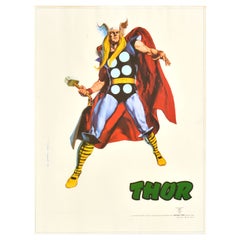 Original Retro Marvel Film Poster Ft. Thor Animated Comics Superhero Movie Art