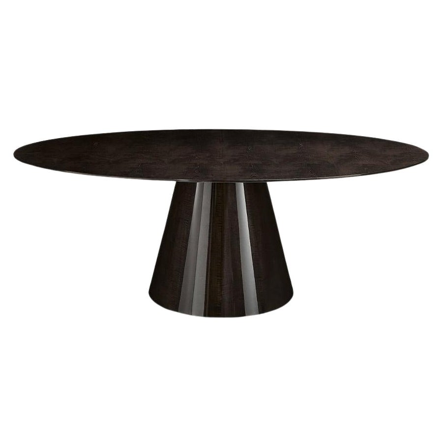 Tavolo da pranzo circolare moderno extra-large in legno di sicomoro laccato nero
