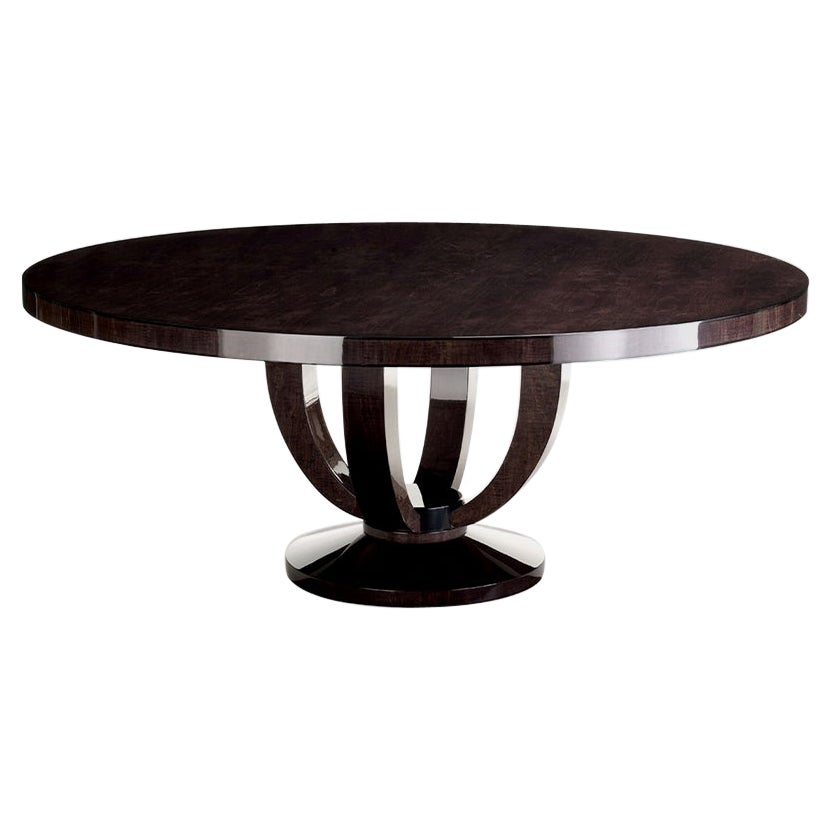 Table de salle à manger Art Déco Cranston de taille moyenne en bois de sycomore noir