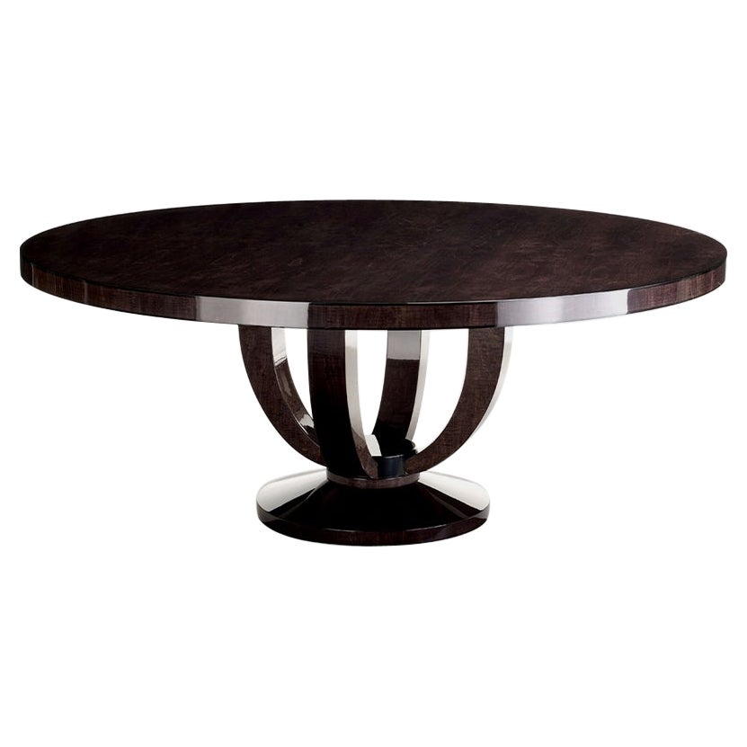 Tavolo da pranzo medio Cranston di ispirazione Art Deco in legno di sicomoro nero