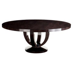 Medium Art Deco Cranston Dining Table in Sycamore Black Wood