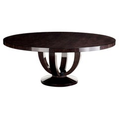 Large Art Deco Style Cranston Dining Table in Sycamore Black Wood