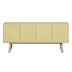 Kube d'appoint à 4 portes jaune clair en bois de frêne, style scandinave