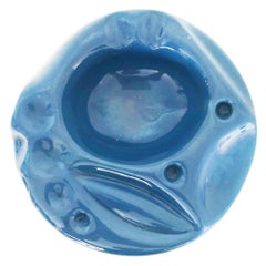 Ashtray Sicart Ceramic Blue Design 1970s, Art