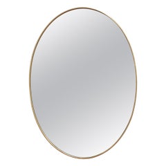 Vintage Italian Oval Wall Mirror with Brass Frame 'circa 1950s'