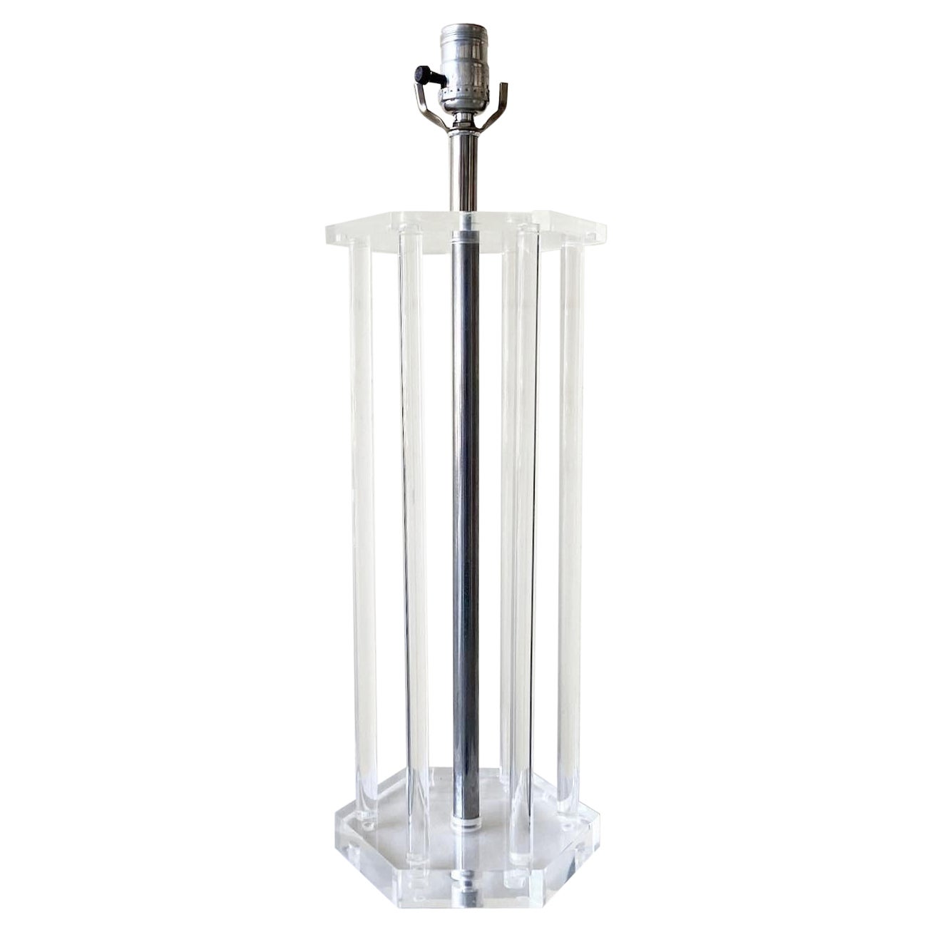 Postmodern Lucite Bars Table Lamp For Sale
