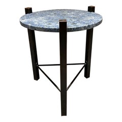 Vintage 1970s Modern Side Table Blue Granite on Bronze Style of Cedric Hartman