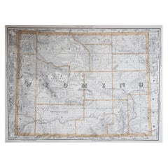 Large Original Antique Map of Wyoming, USA, 1894