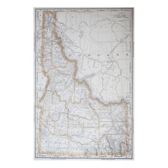 Large Original Antique Map of Idaho, USA, 1894