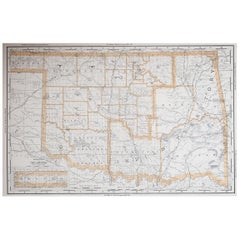 Large Original Antique Map of Oklahoma, USA, 1894