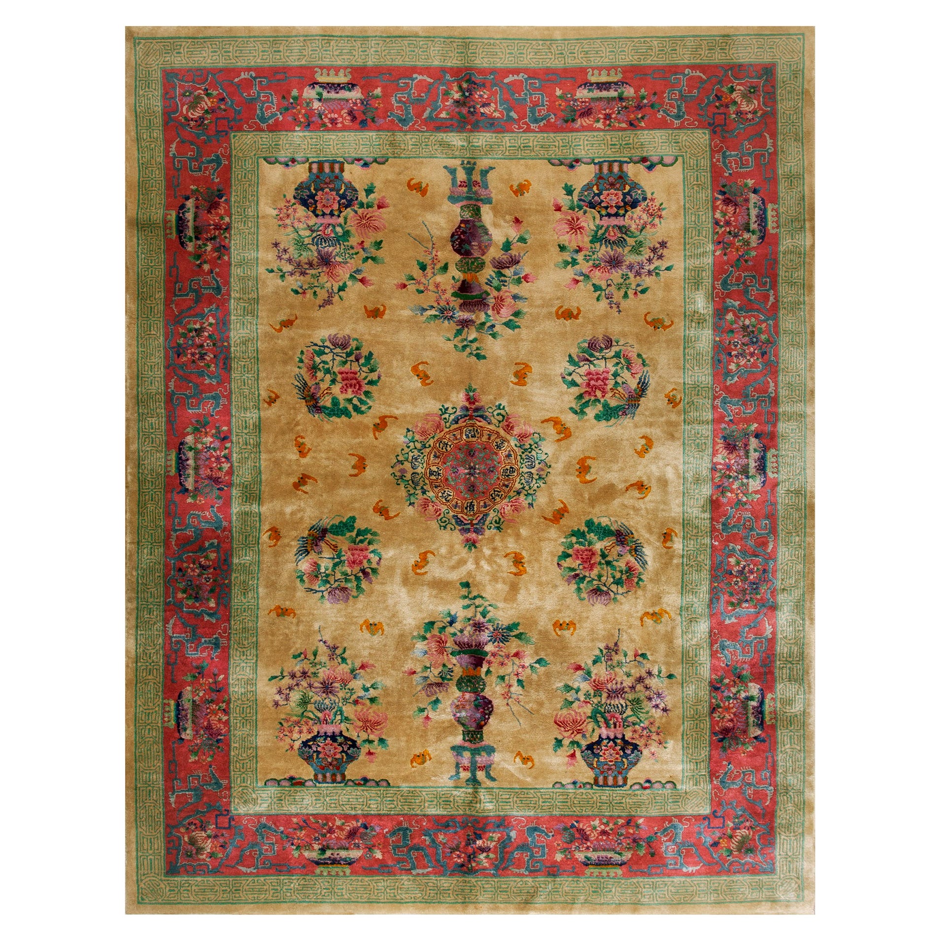 Antique Chinese, Art Deco Rug : 8' 8'' x 11' 4'' For Sale