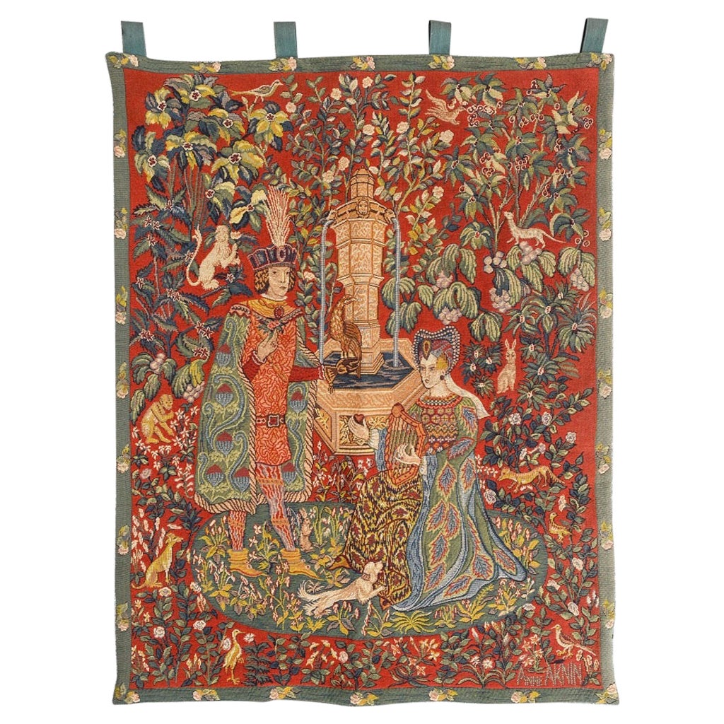 Bobyrug's Pretty Vintage Medieval Design Jaquar Tapestry (Tapisserie médiévale)