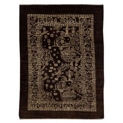 Transitional Handmade Allover Motif Brown Wool Rug by Apadana