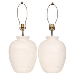 Postmodern Textured Plaster Table Lamps - a Pair
