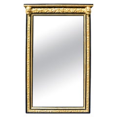 Late 19 Century French Napoleon III Black and Giltwood Mirror