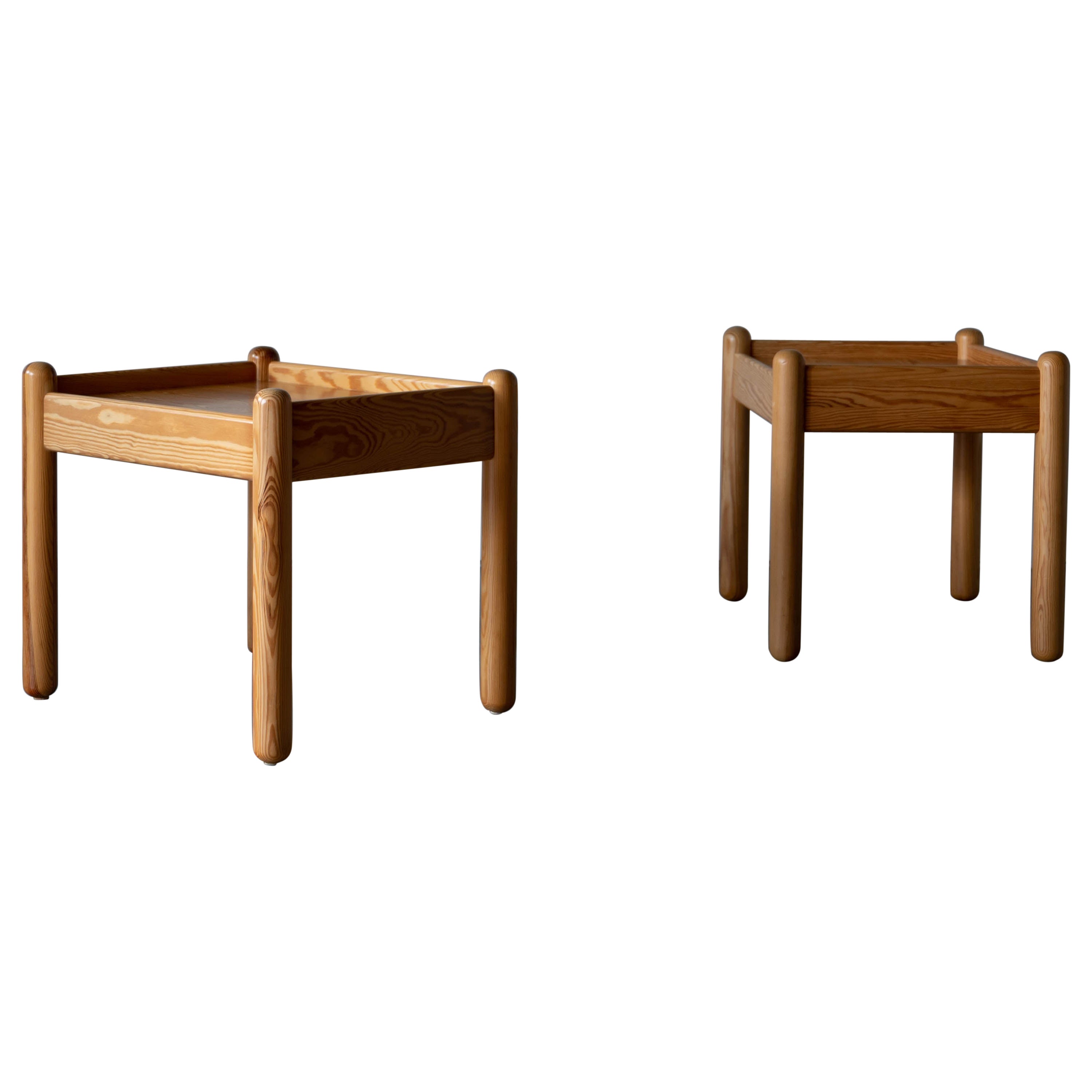 Swedish Designer, Bedside Tables / Side Tables, Solid Pine, Sweden, c, 1970s For Sale