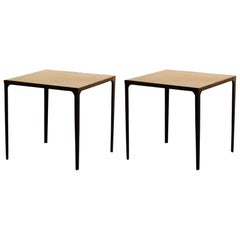 Pair of 'Esquisse' Parchment and Wrought Iron Side Tables by Design Frères