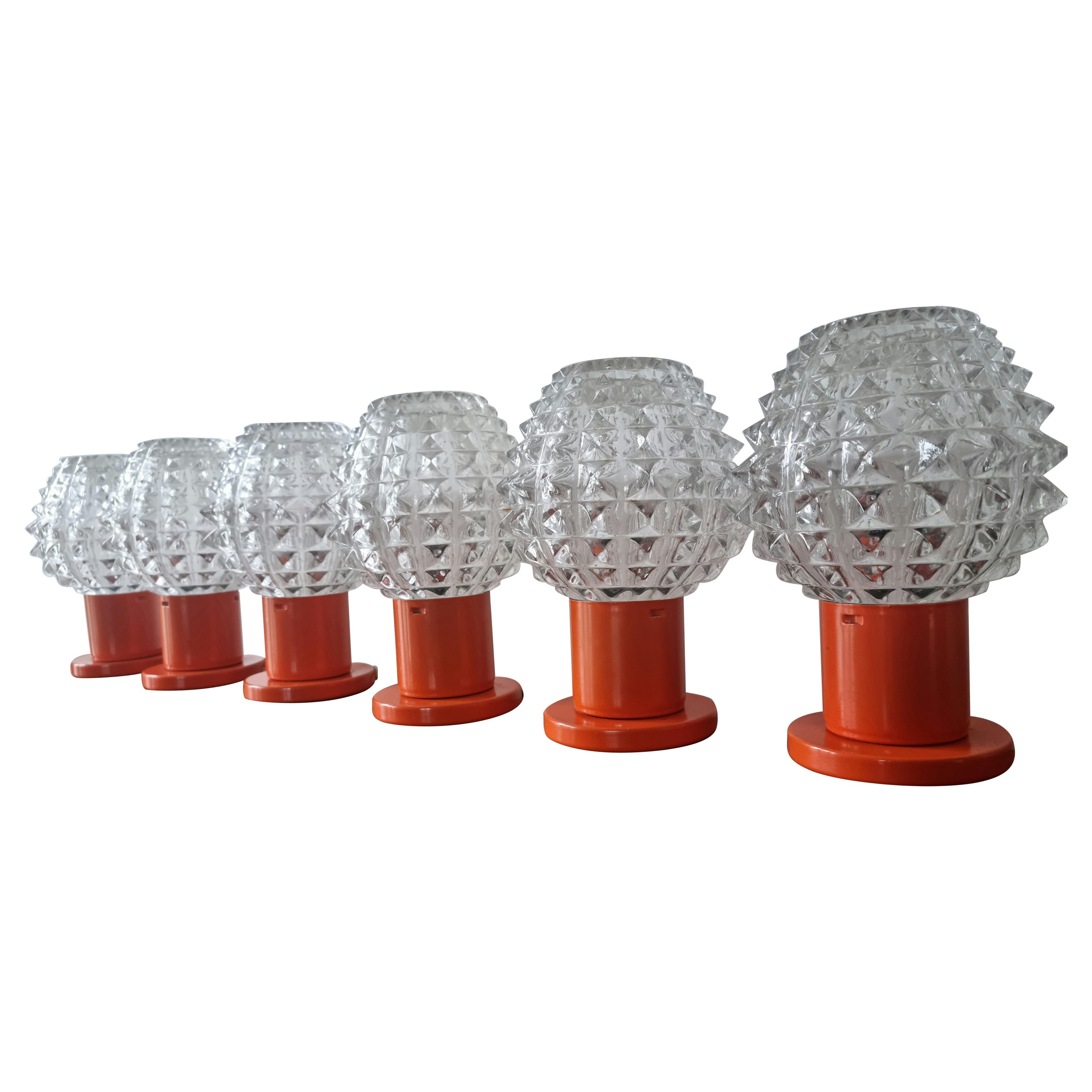 Set of Six Table Midcentury Table Lamps, Kamenicky Senov, 1970s For Sale