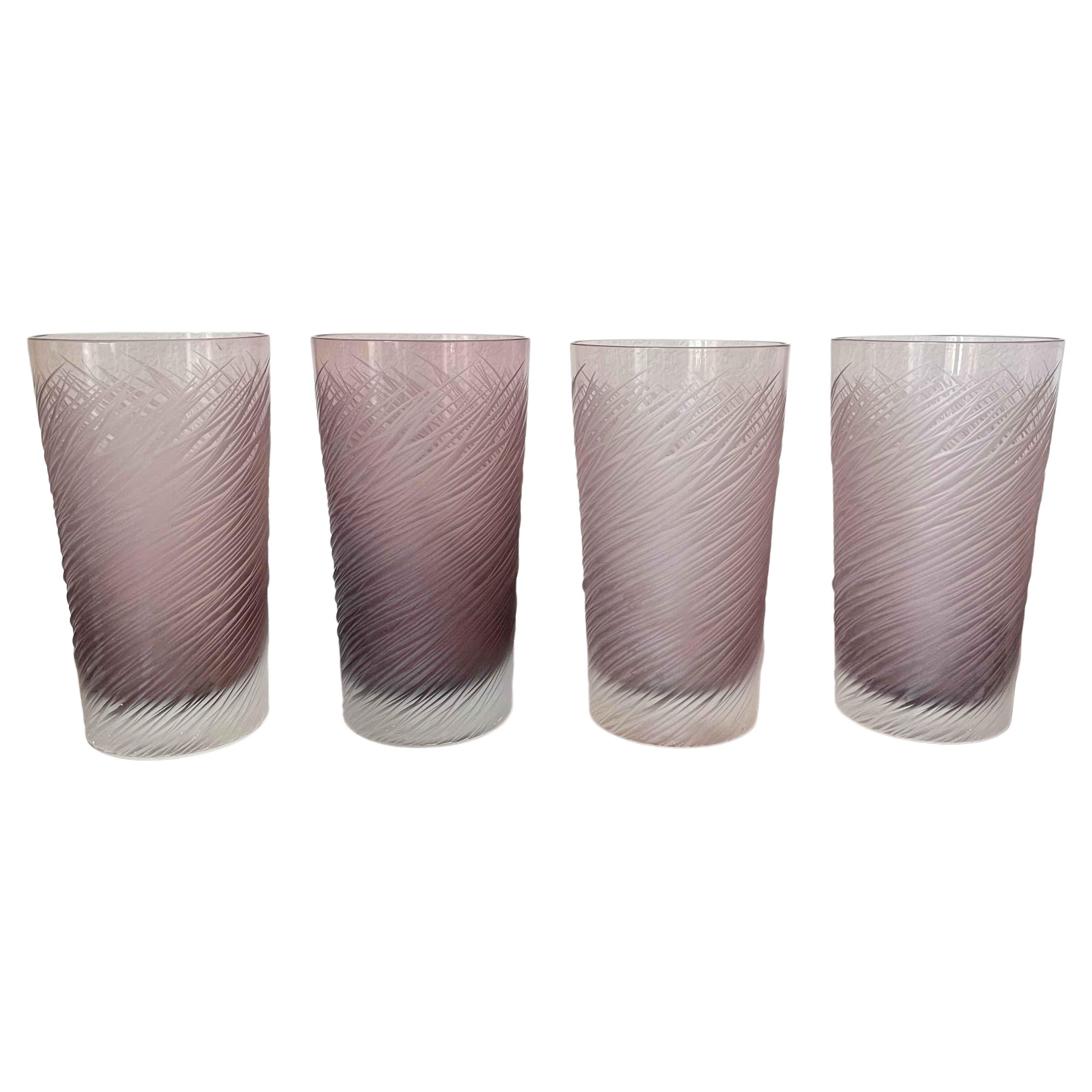Set von 4 italienischen Muranoglasgläsern von Salviati im Angebot