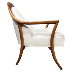 T. H. Robsjohn-Gibbings Saber Leg Lounge Chair in New Upholstery