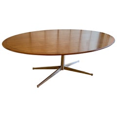 Florence Knoll Dining or Conference Desk Table Chrome Star Base & Walnut