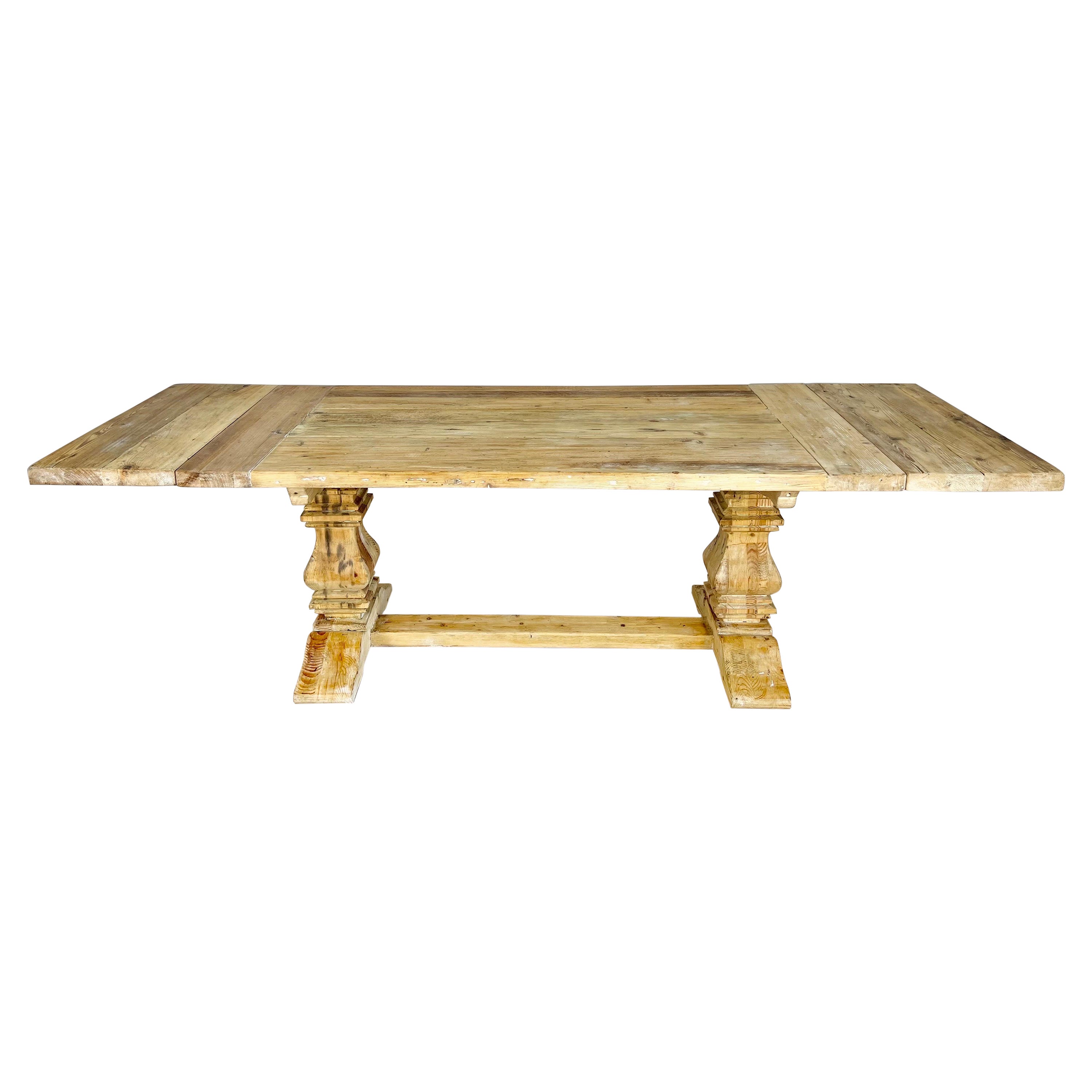 Early 20th C.  Tuscan Style Pine Dining Table w/ Leaves For Sale
