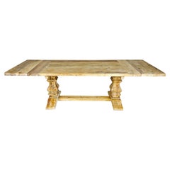 19th C. Italian Tuscan Style Bleached Walnut Dining Table w/ Leaves