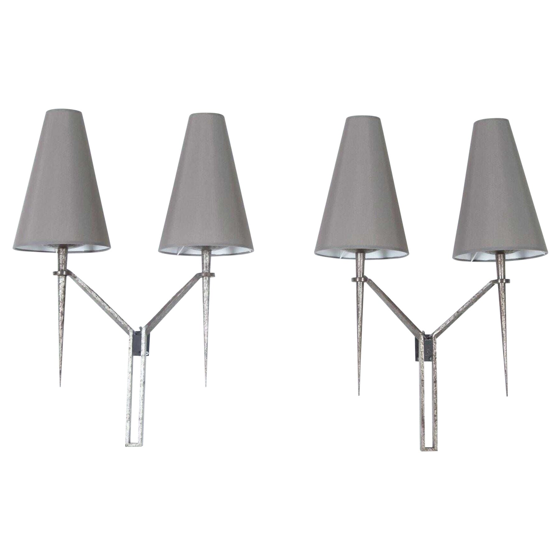 Pair of Large Wall Lights by Maison Bataillard